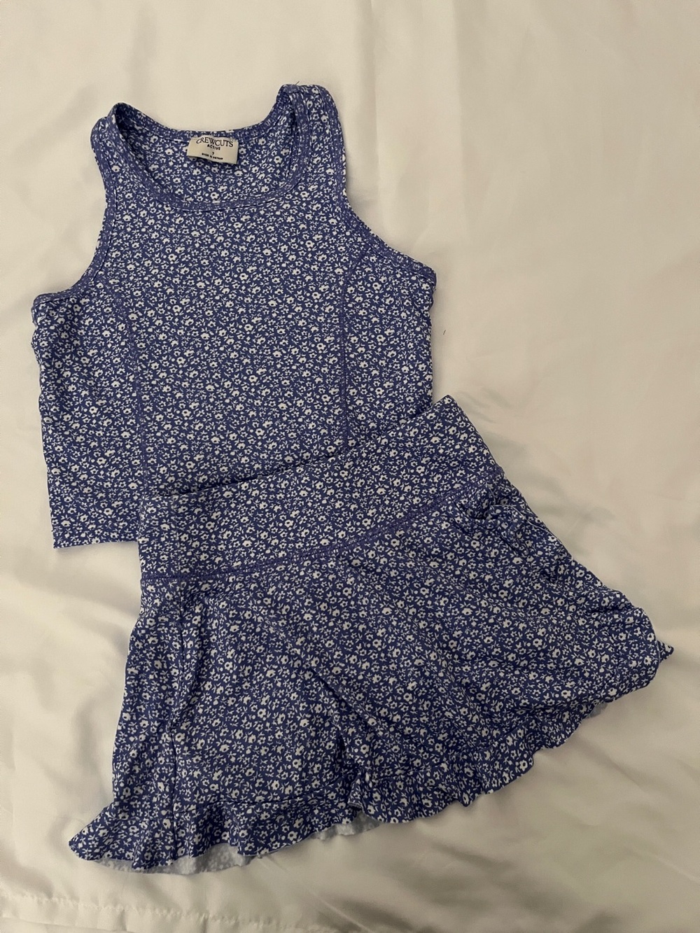 CREW CUTS Blue Floral Tank & SKORT Set GIRLS Size 7